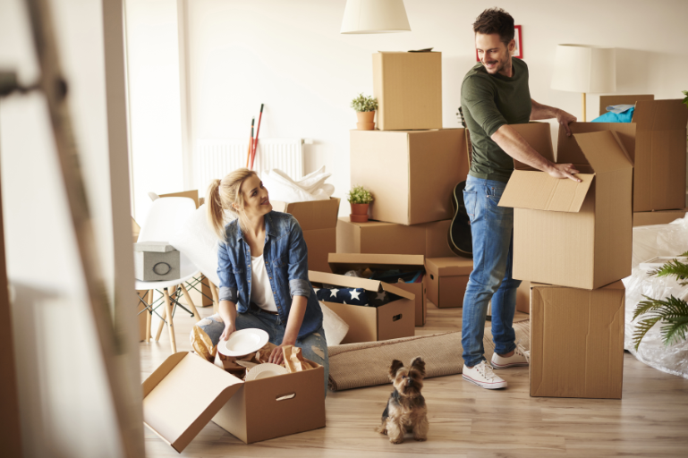 Couple getting ready to move