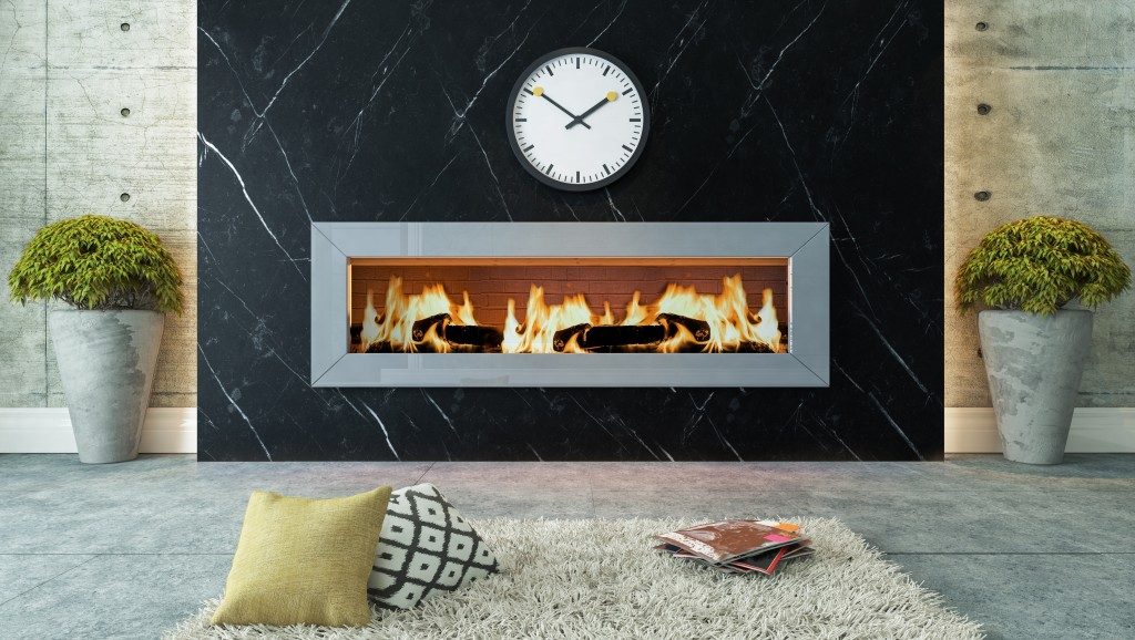 Stylish wall mounted fireplace