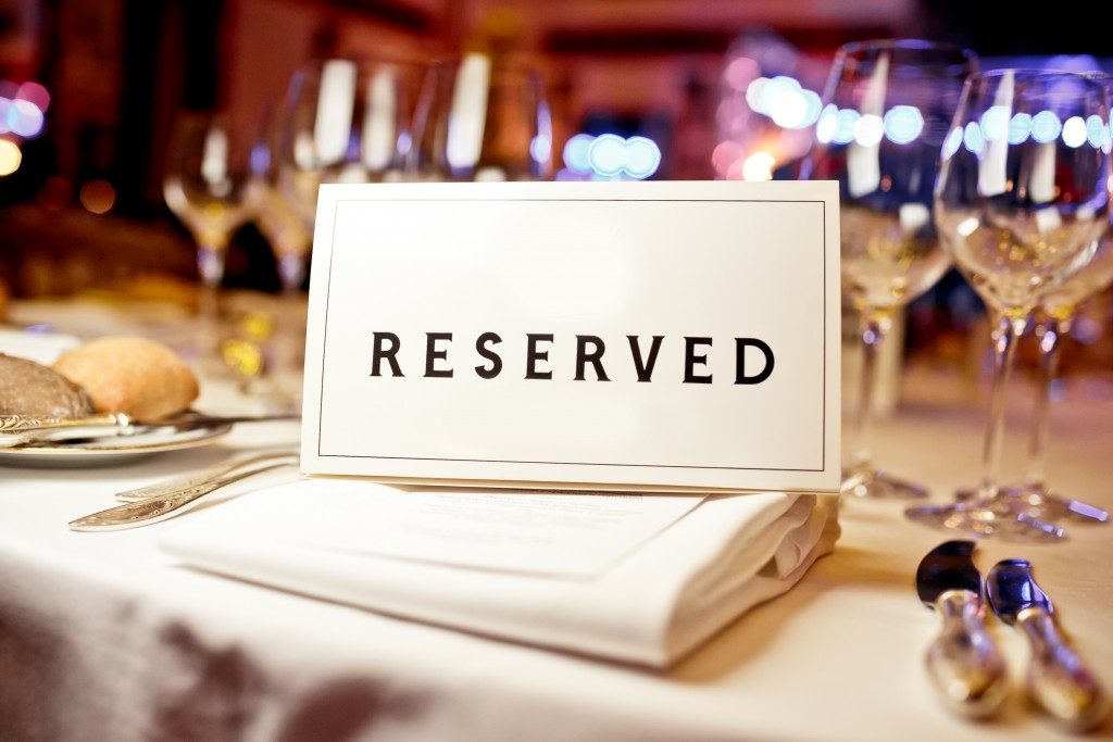 reserved table at a restaurant
