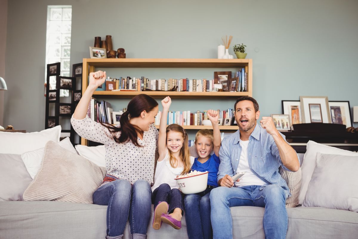 family watching tv