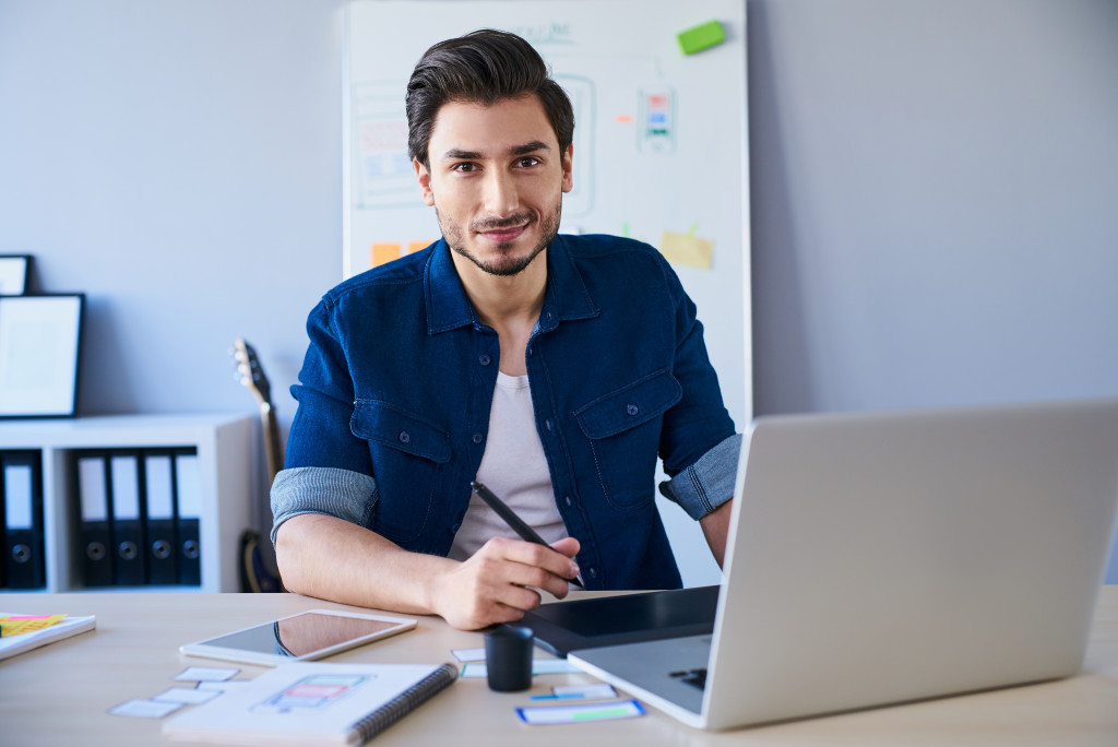 man in his home office