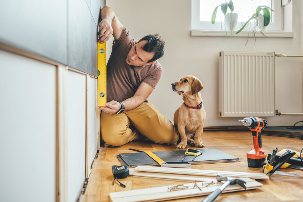 A man doing DIY renovation