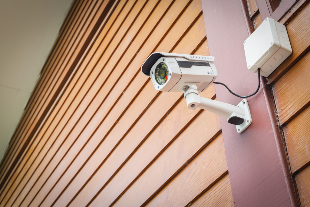 A secured home with surveillance cameras