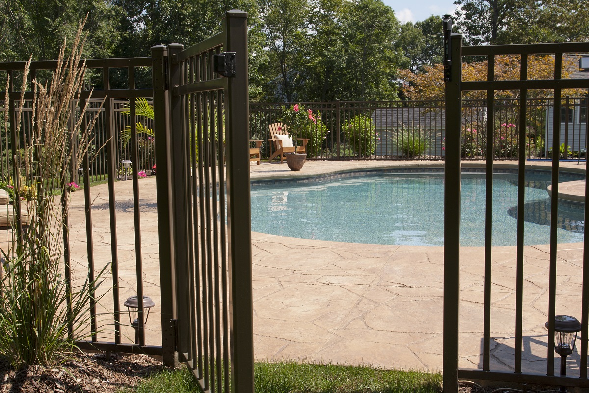 A backyard with a pool