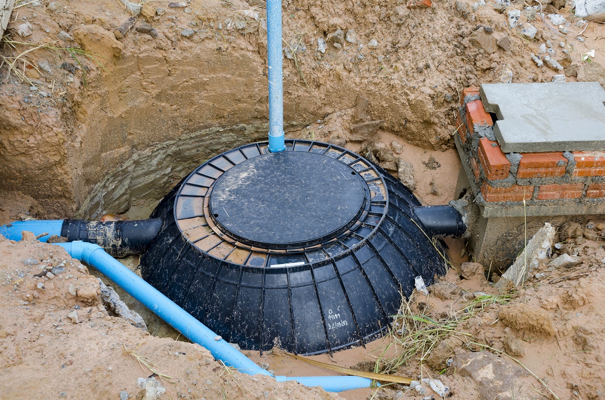 An image of a septic tank being installed